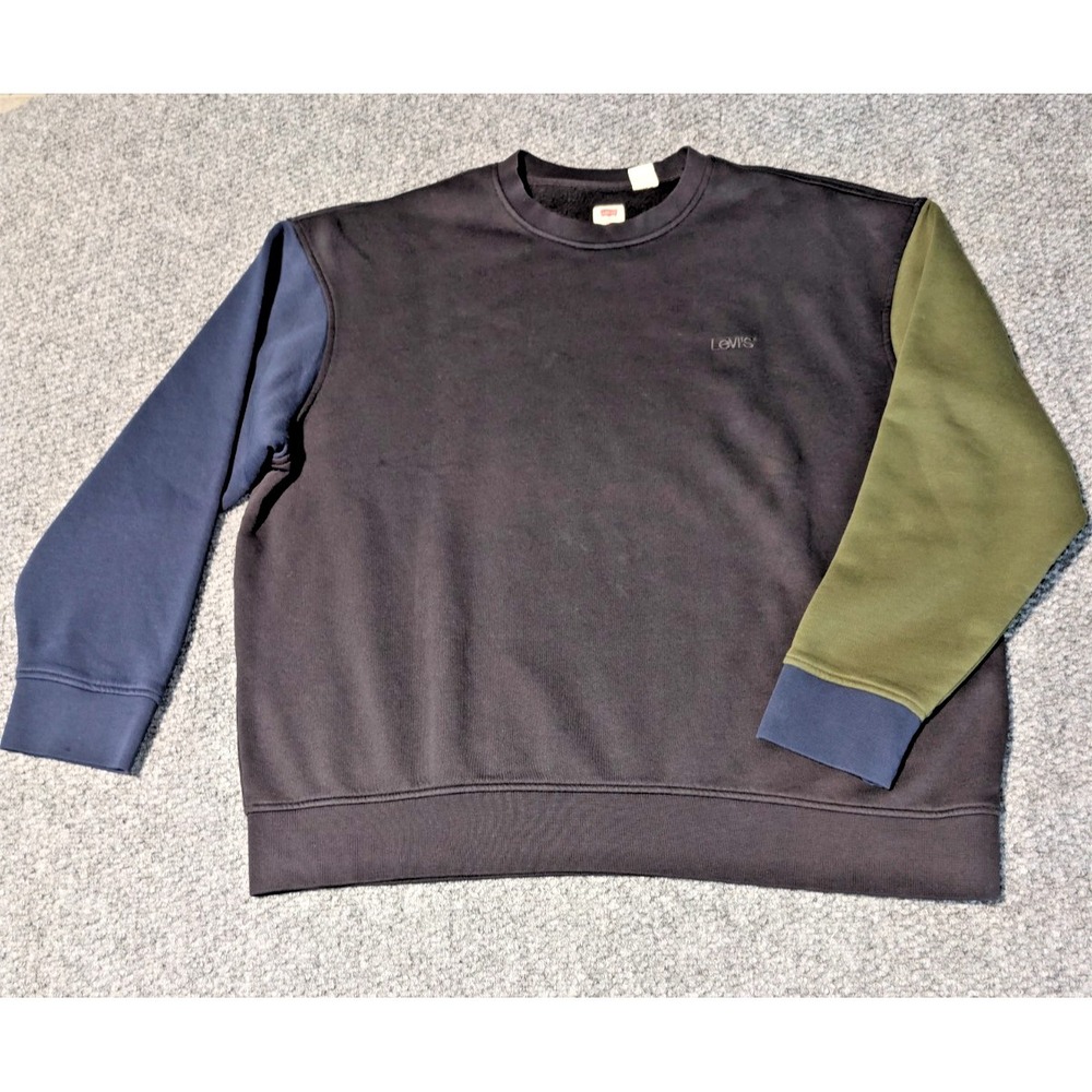 Levi's Relaxed Fit Colorblock‎ Crewneck Sweatshirt Black/Green/Blue Size XXL